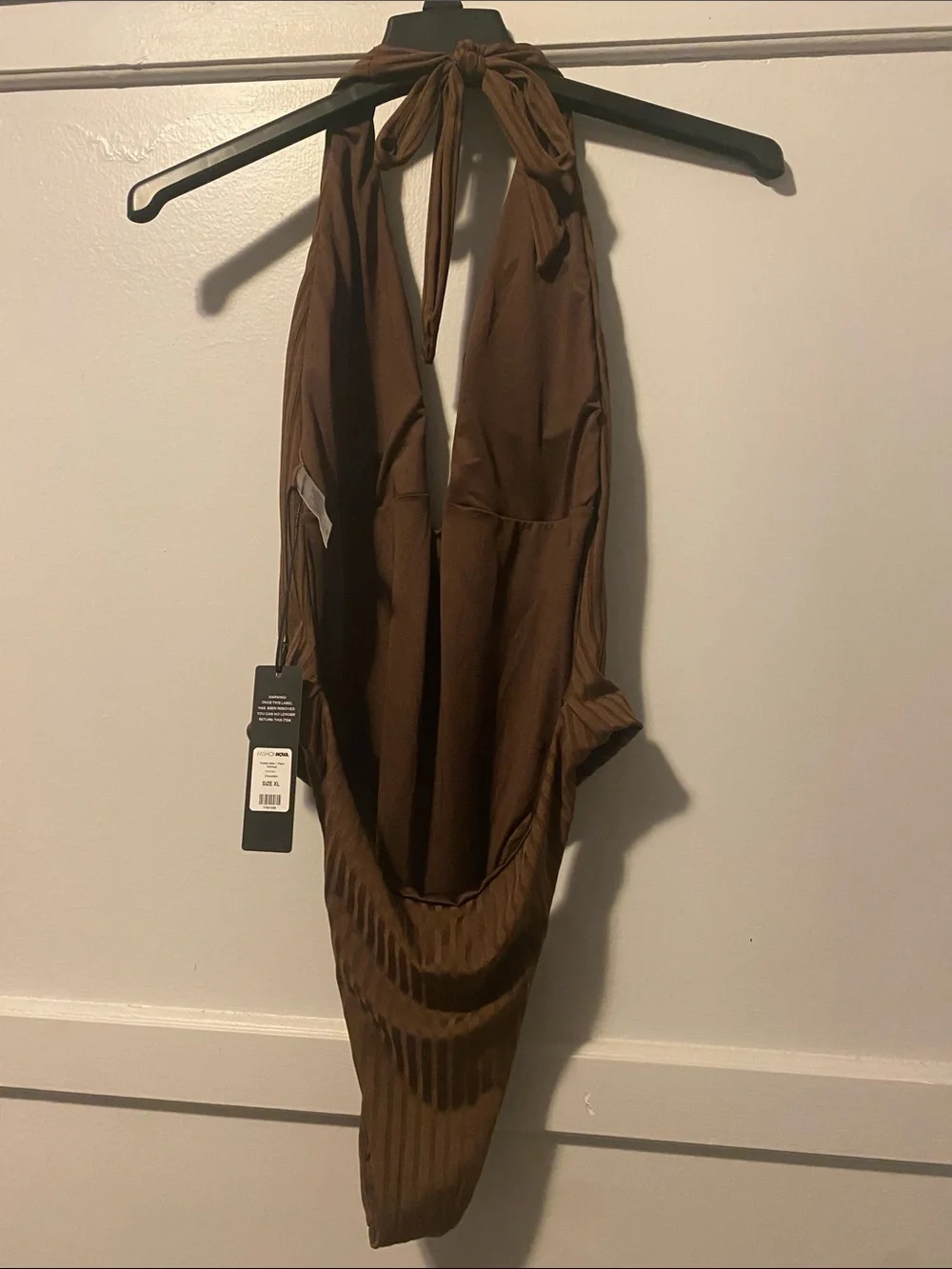 🪅5 for $25🪅 Fashion Nova Chocolate Andrea Halter One-Piece Swimsuit NWT - Sz XL